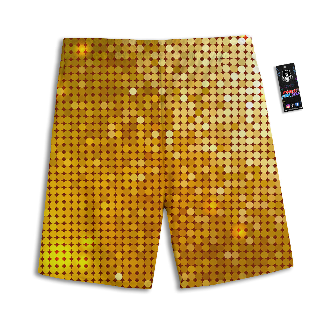 Disco Shiny Golden Texture Print Men's Athletic Shorts