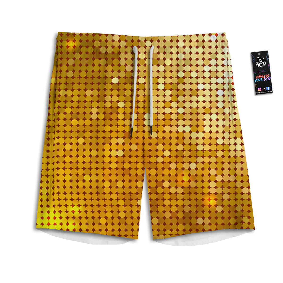 Disco Shiny Golden Texture Print Men's Athletic Shorts