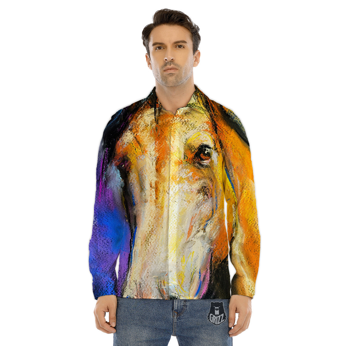 Disco Shiny Golden Texture Print Men's Dress Shirts-grizzshop