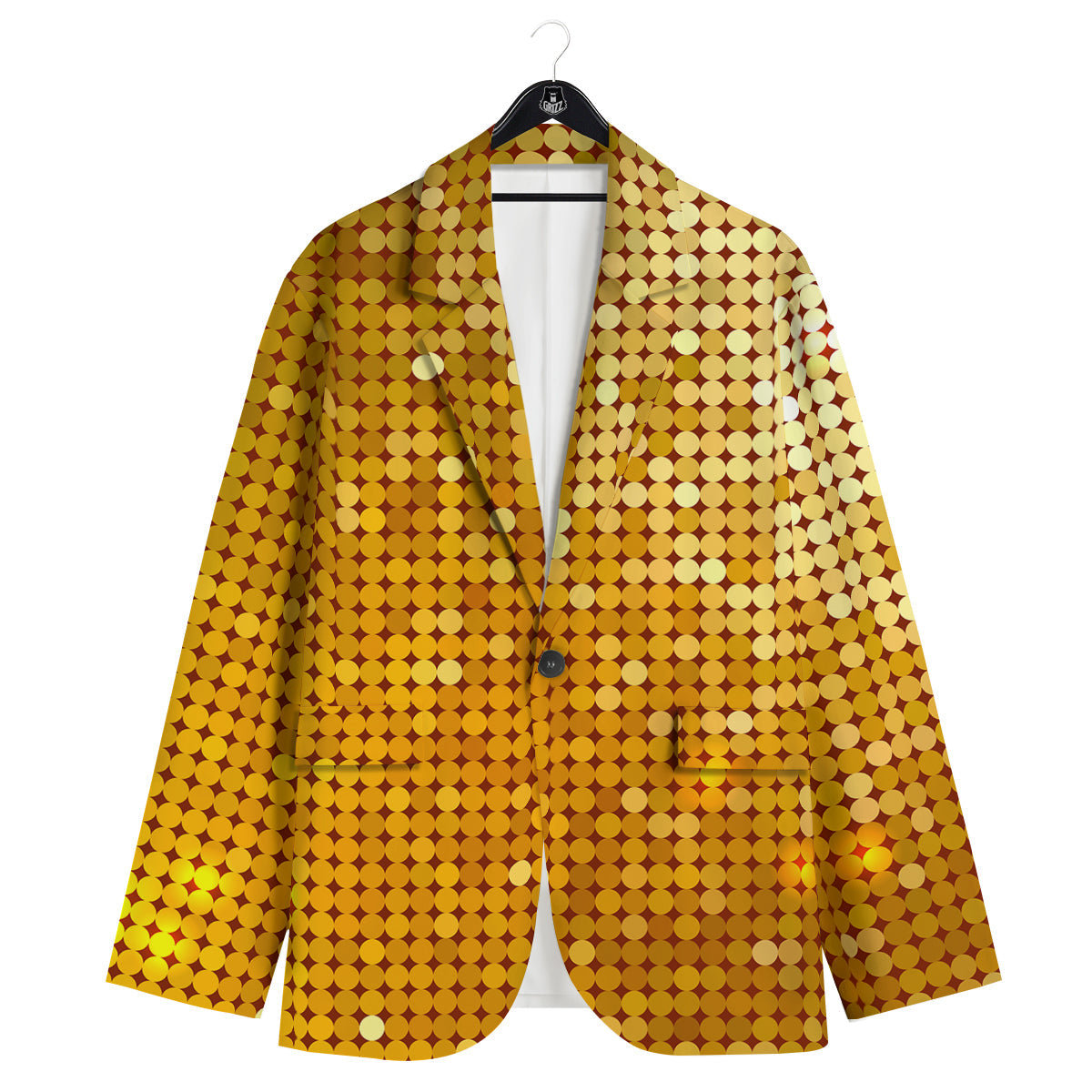 Disco Shiny Golden Texture Print Men's Sport Coat-grizzshop