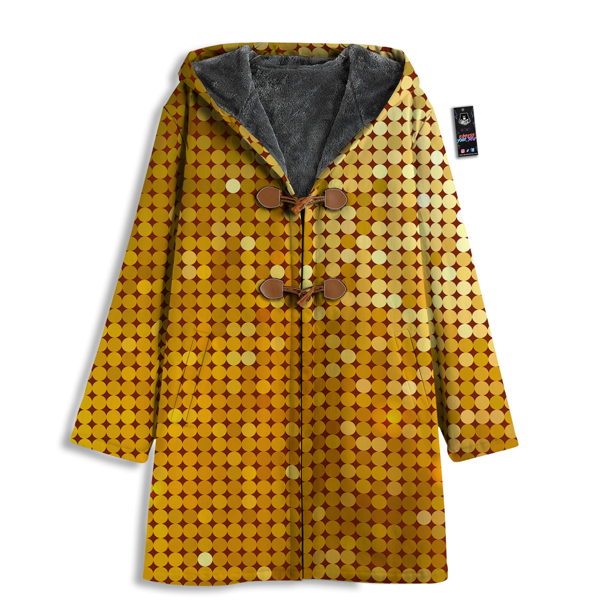 Disco Shiny Golden Texture Print Men's Windbreaker Jacket-grizzshop