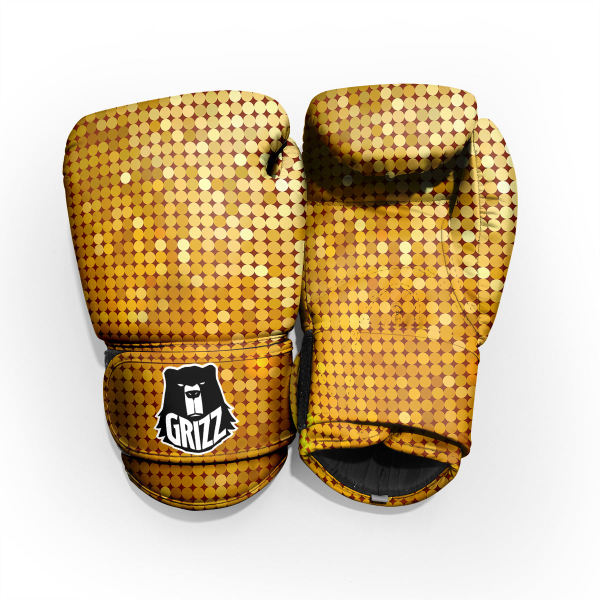 Disco Shiny Golden Texture Print Pro Boxing Glove