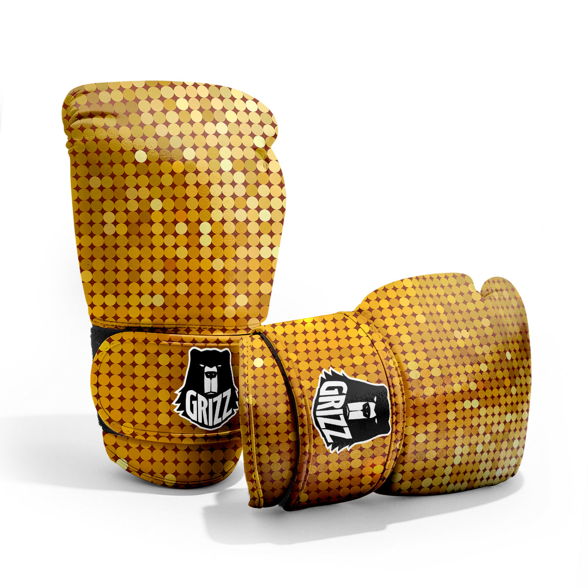 Disco Shiny Golden Texture Print Pro Boxing Glove