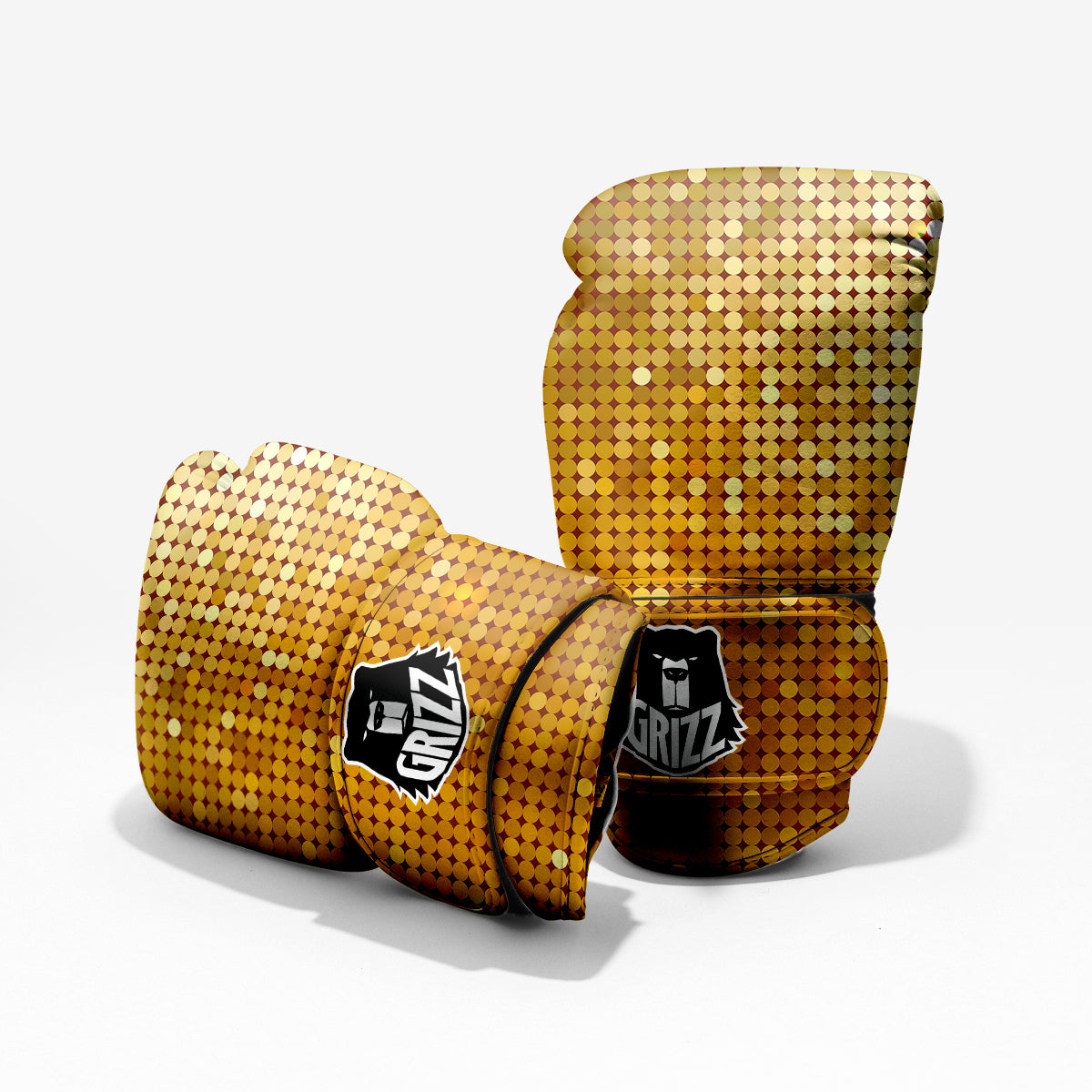 Disco Shiny Golden Texture Print Pro Boxing Glove