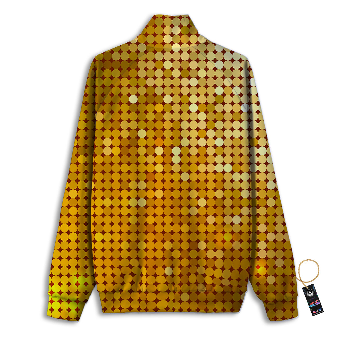 Disco Shiny Golden Texture Print Track Jacket-grizzshop