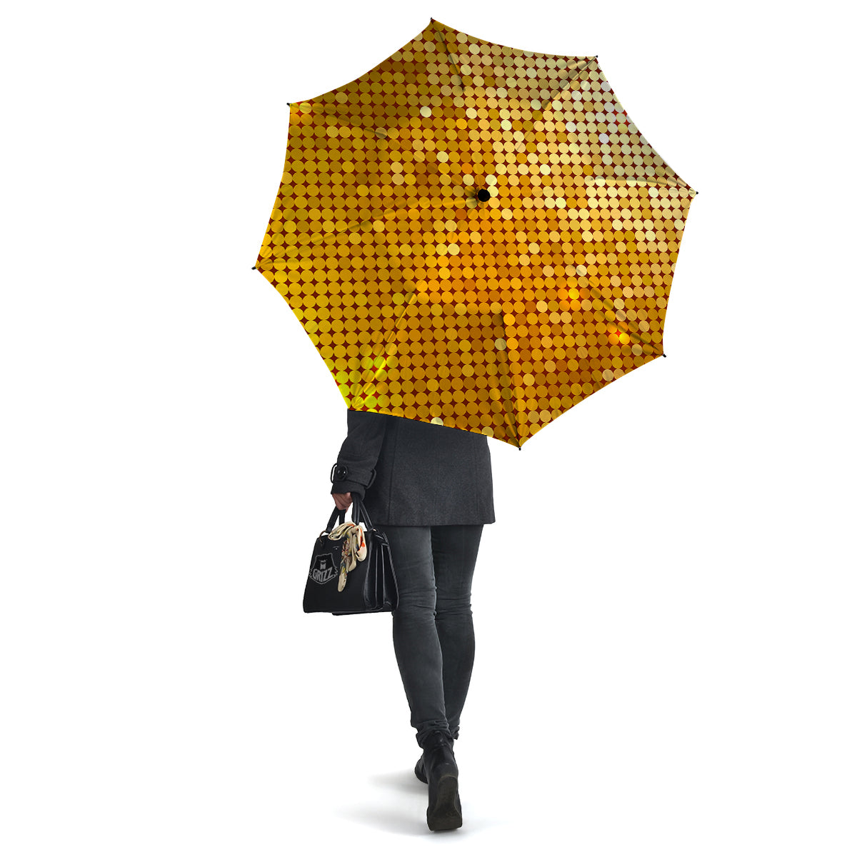 Disco Shiny Golden Texture Print Umbrella-grizzshop
