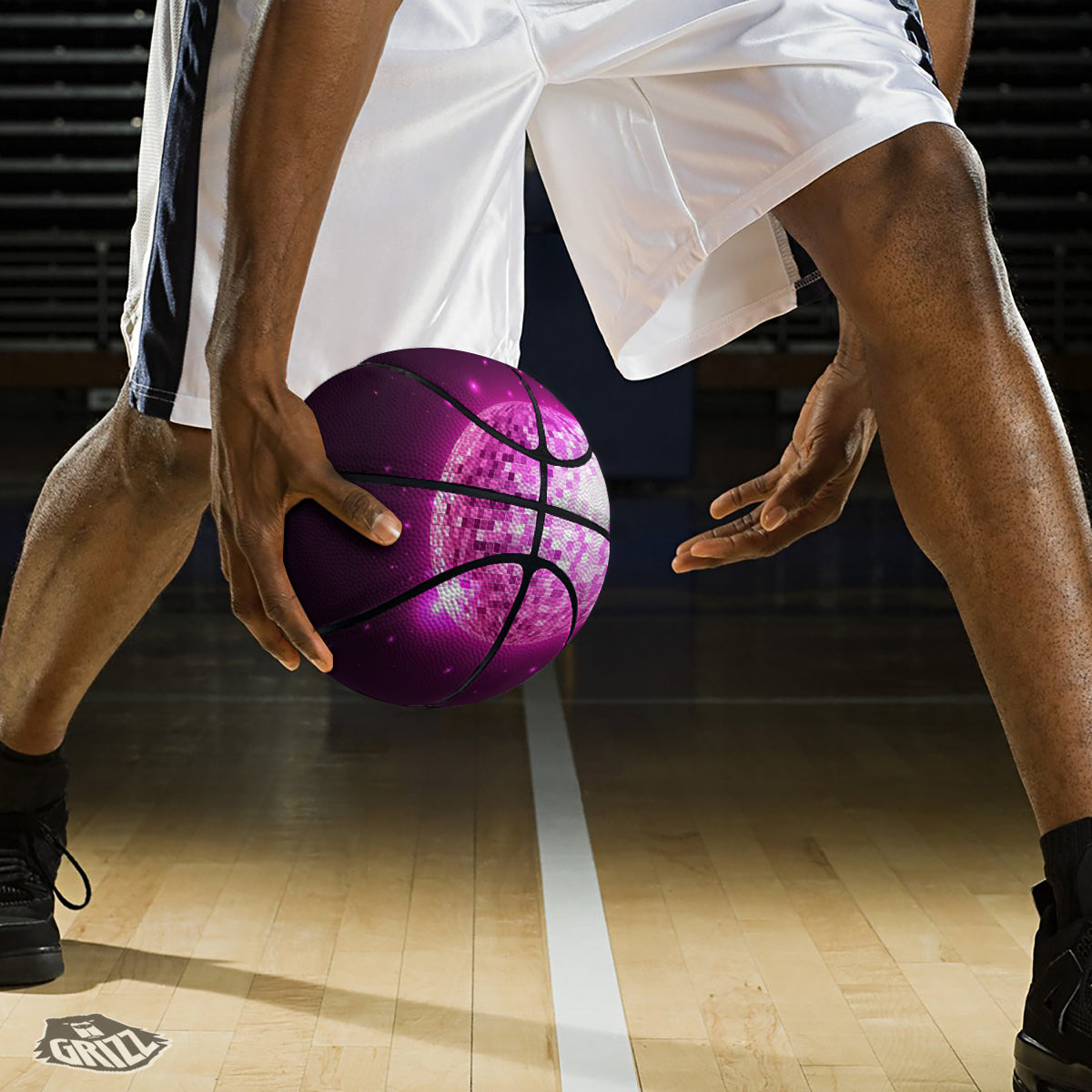 Disco Ball Light Pink Print Basketball