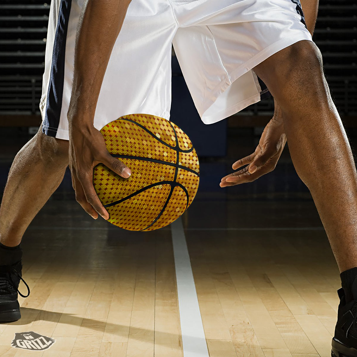 Disco Shiny Golden Texture Print Basketball