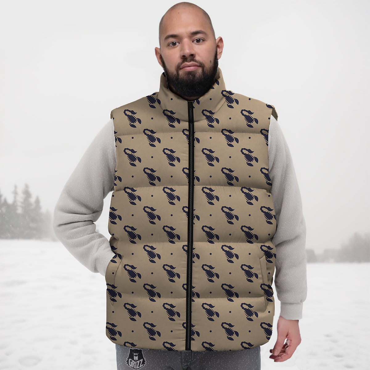 Dna Print Pattern Down Vest-grizzshop