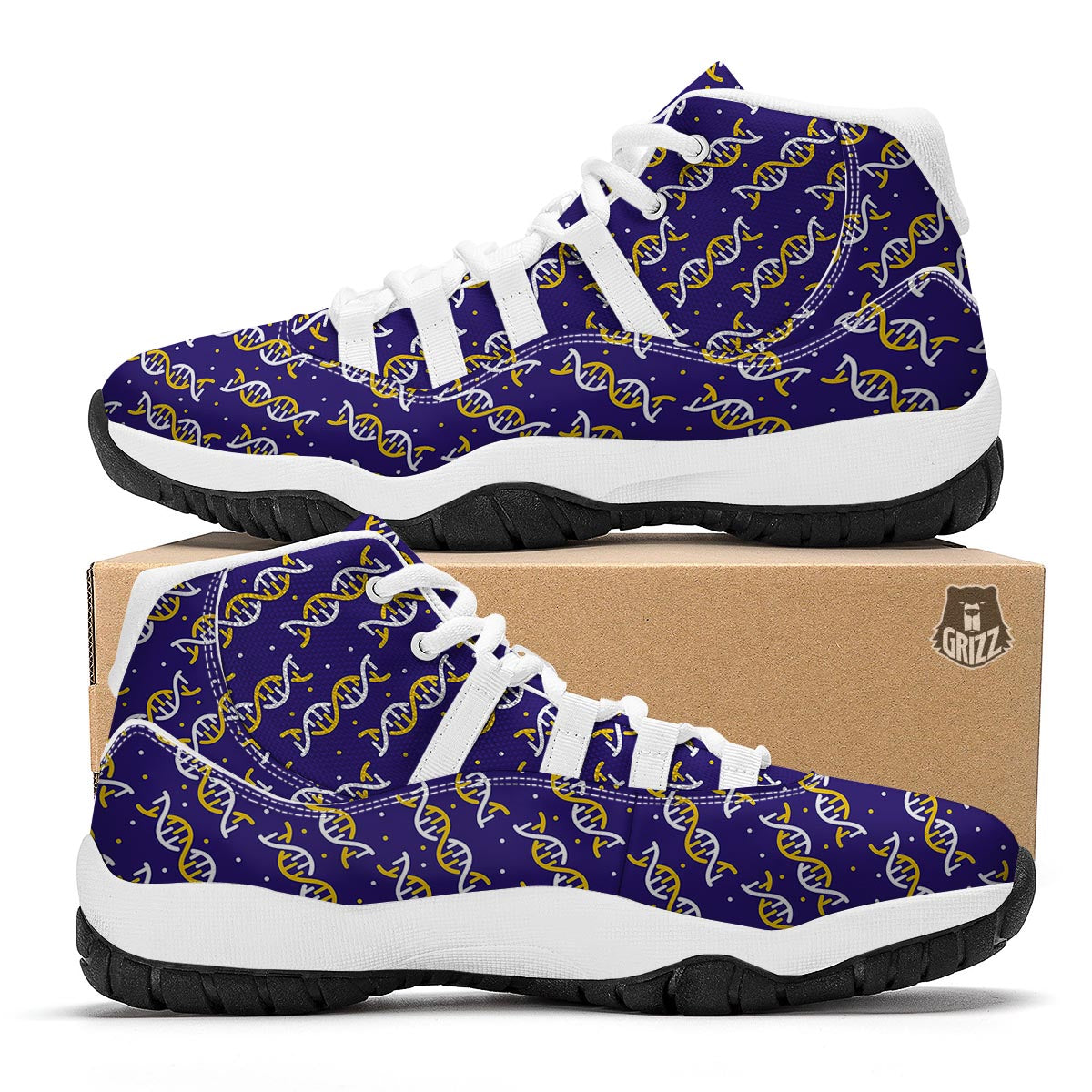 Dna Print Pattern White Bball Shoes-grizzshop