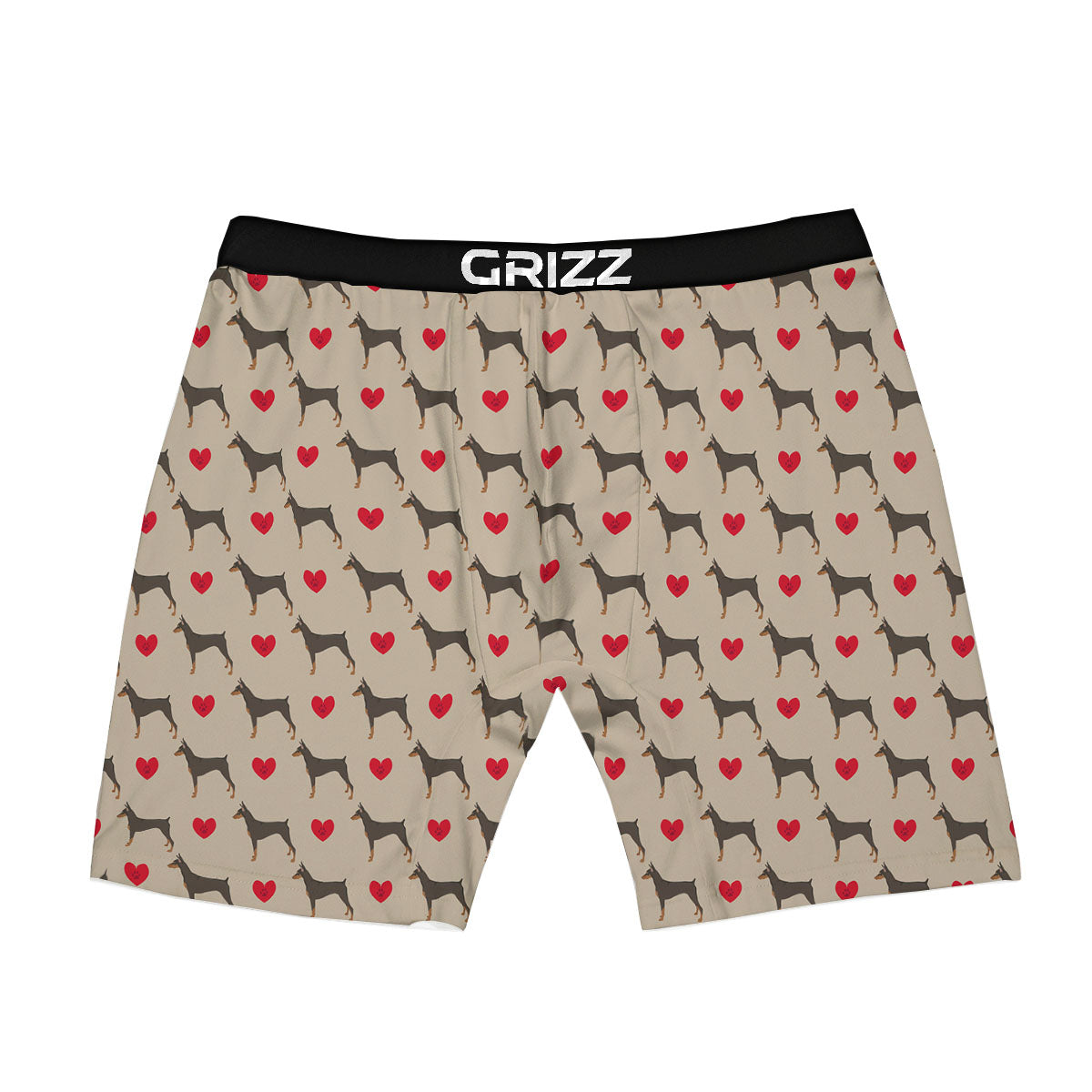 Dobermann Heart Print Pattern Boxer Briefs-grizzshop