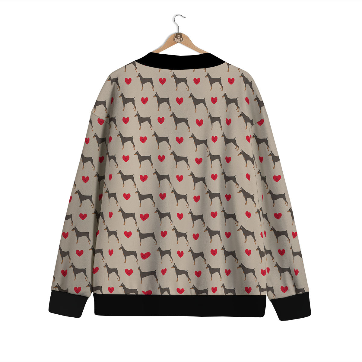 Dobermann Heart Print Pattern Cardigan-grizzshop