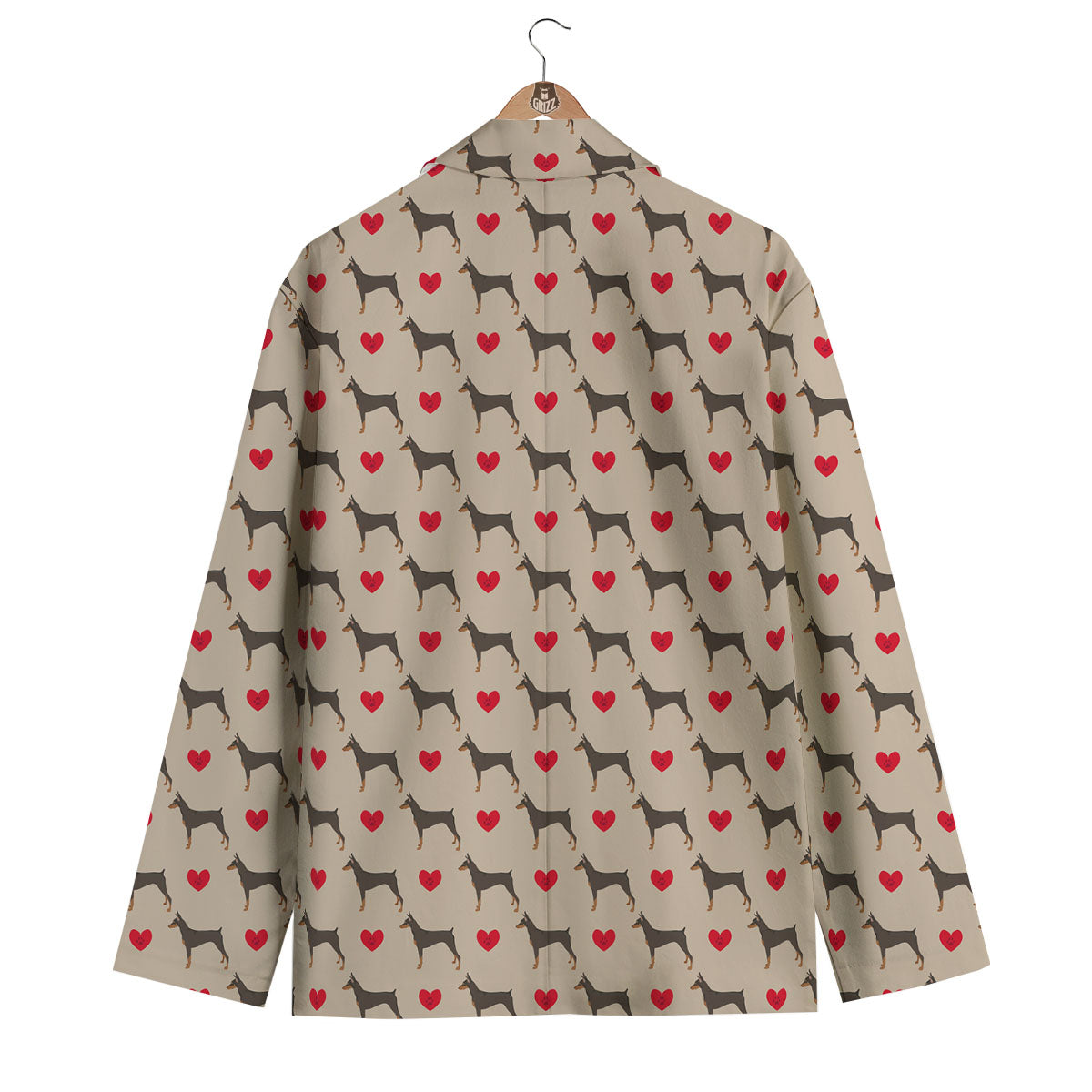 Dobermann Heart Print Pattern Men's Blazer-grizzshop