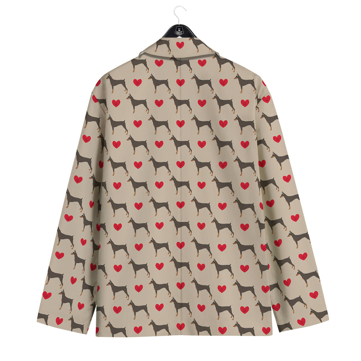 Dobermann Heart Print Pattern Men's Sport Coat-grizzshop