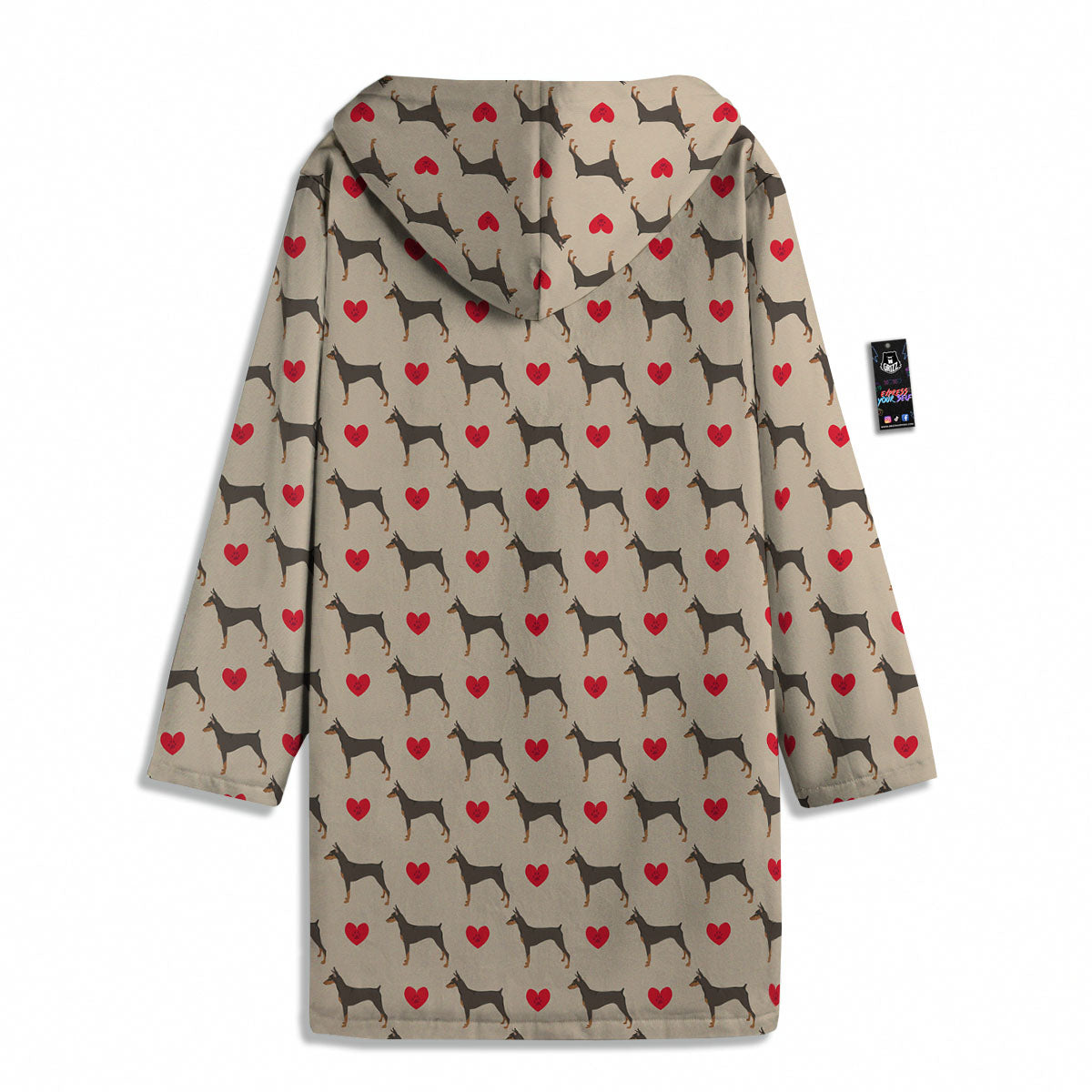 Dobermann Heart Print Pattern Men's Windbreaker Jacket-grizzshop