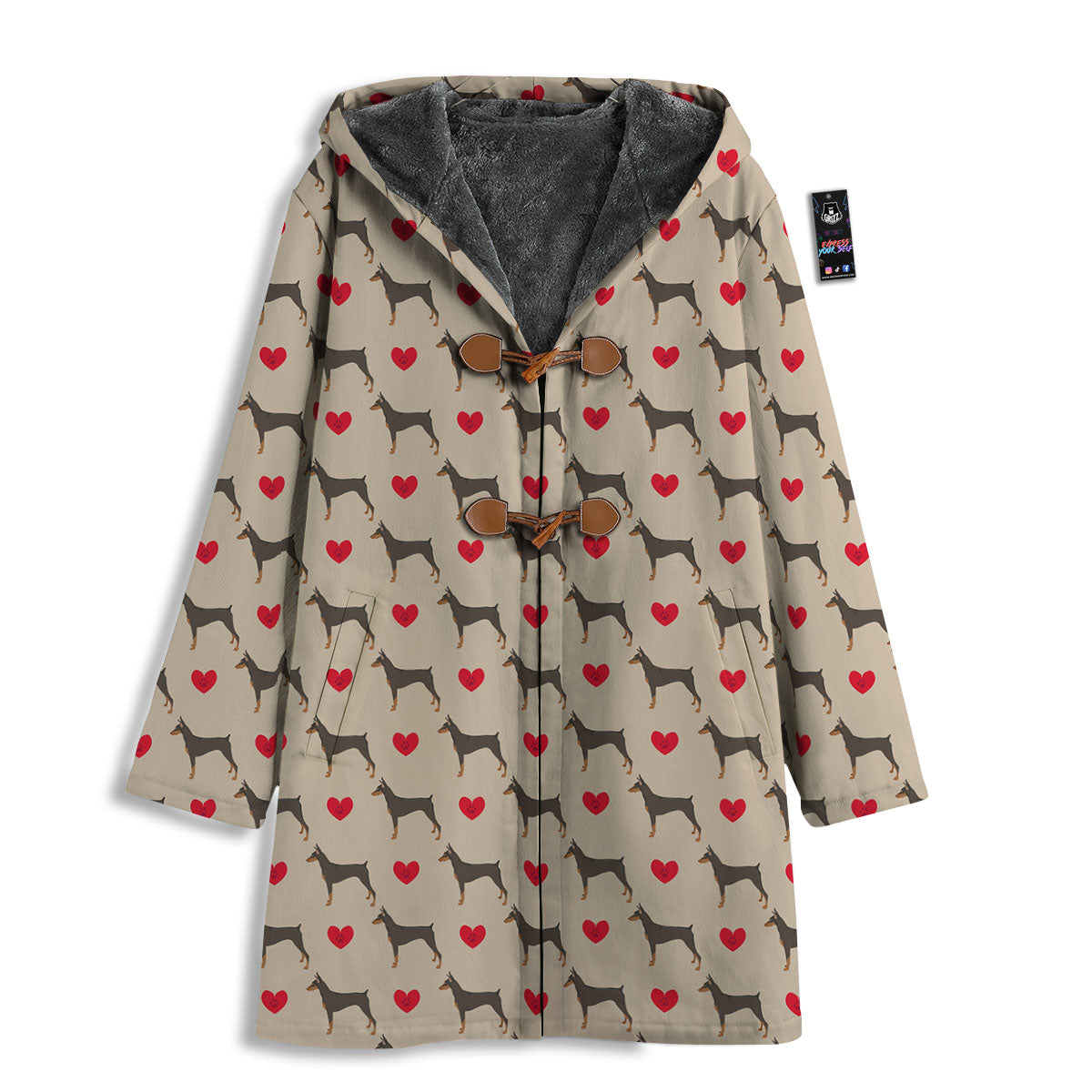Dobermann Heart Print Pattern Men's Windbreaker Jacket-grizzshop