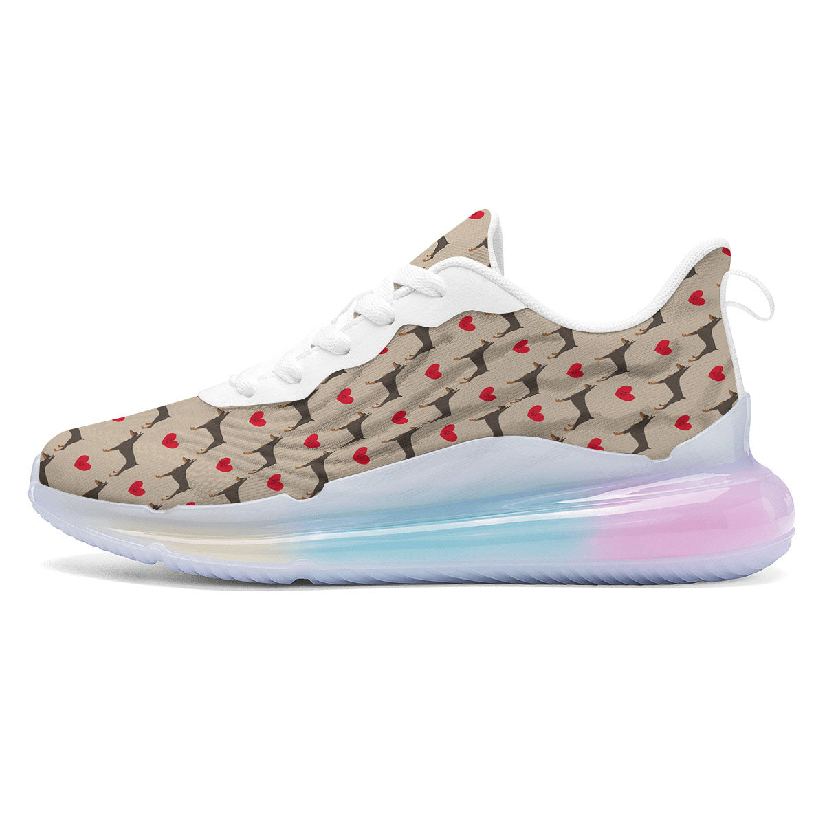 Dobermann Heart Print Pattern Running Sneakers-grizzshop