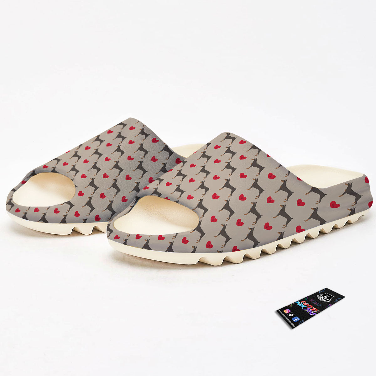 Dobermann Heart Print Pattern Sandals-grizzshop