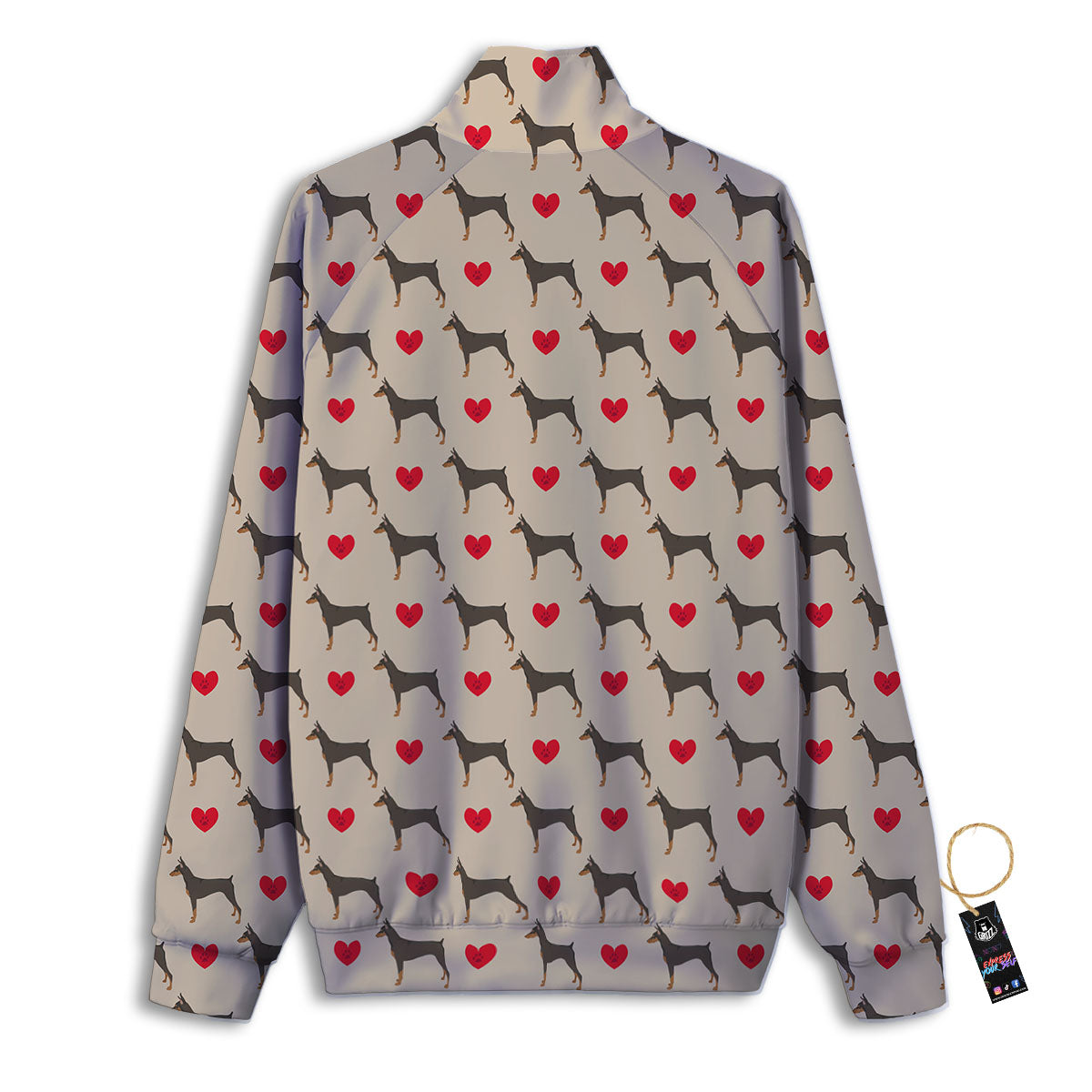 Dobermann Heart Print Pattern Track Jacket-grizzshop