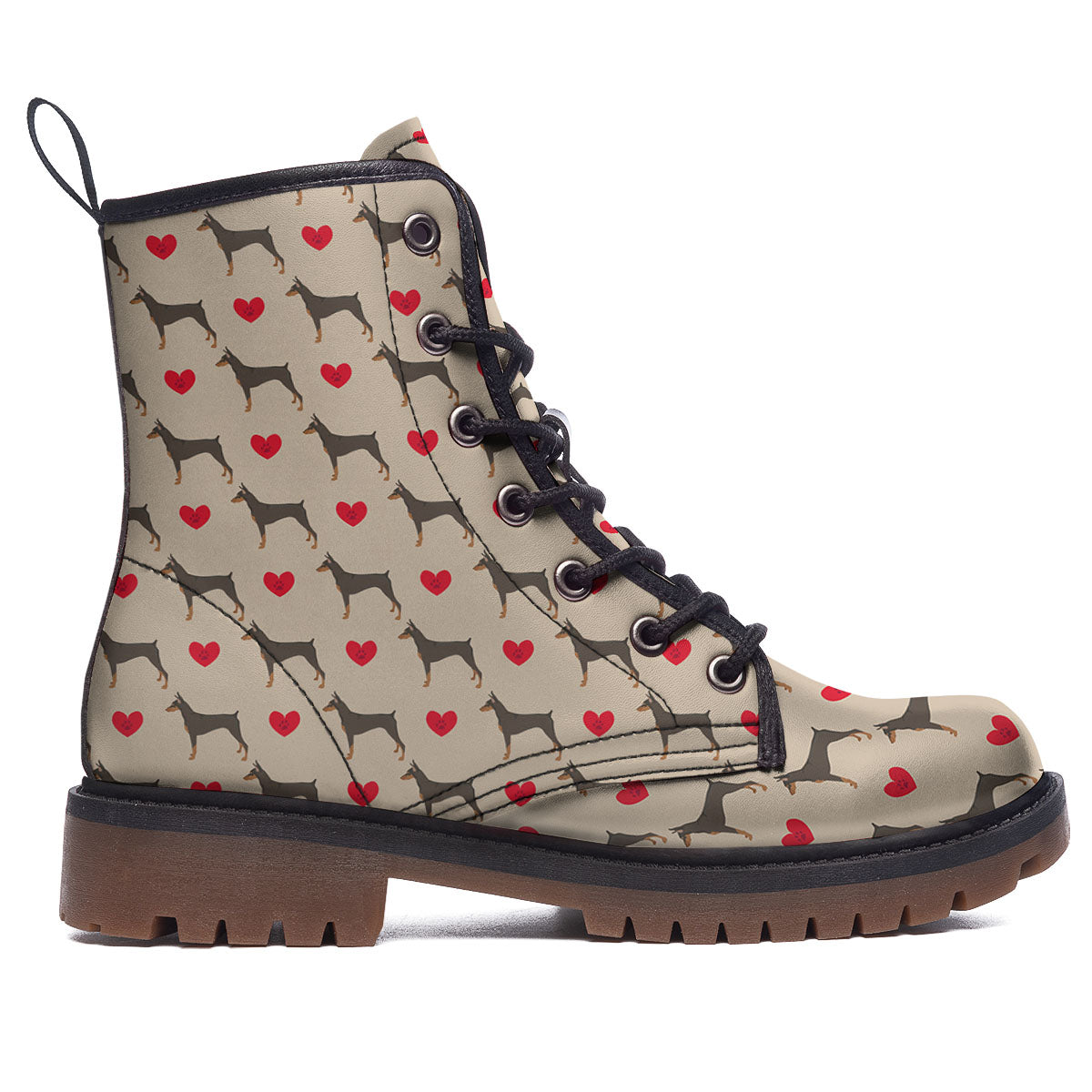 Dobermann Heart Print Pattern Work Boots-grizzshop