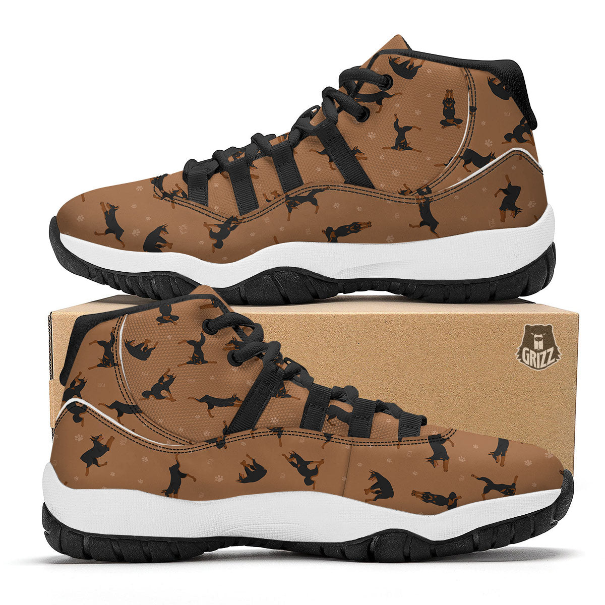 Dobermann Print Pattern Black Bball Shoes-grizzshop