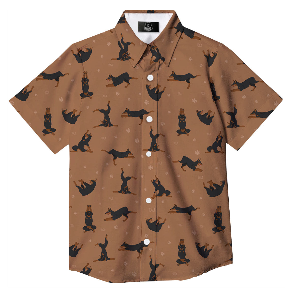 Dobermann Print Pattern Button Up Shirt-grizzshop