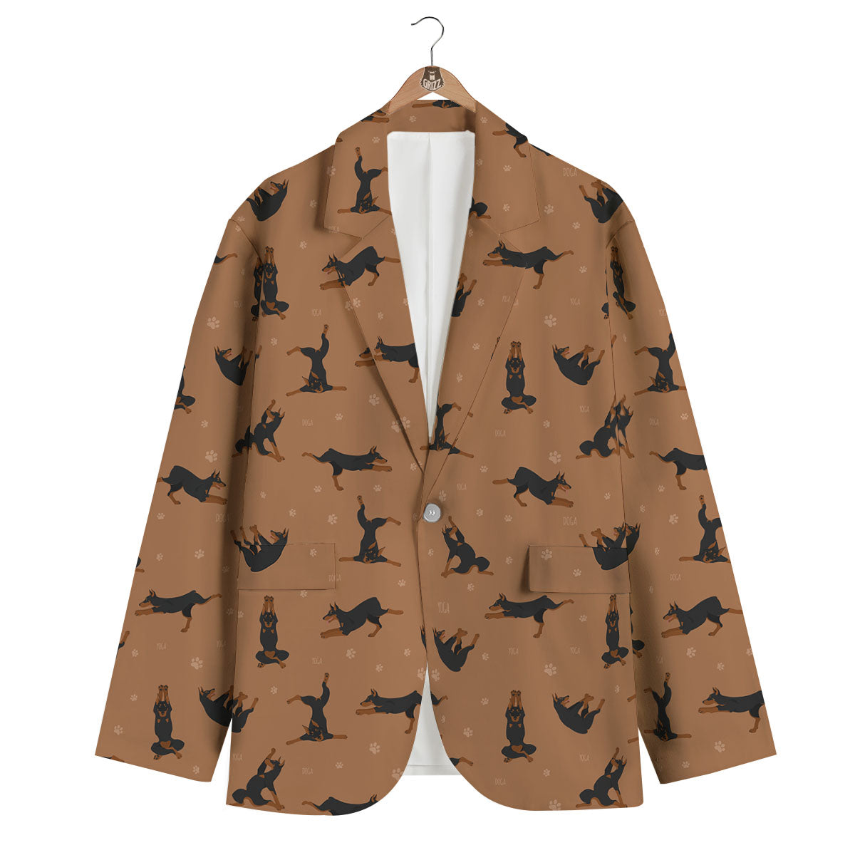 Dobermann Print Pattern Men's Blazer-grizzshop
