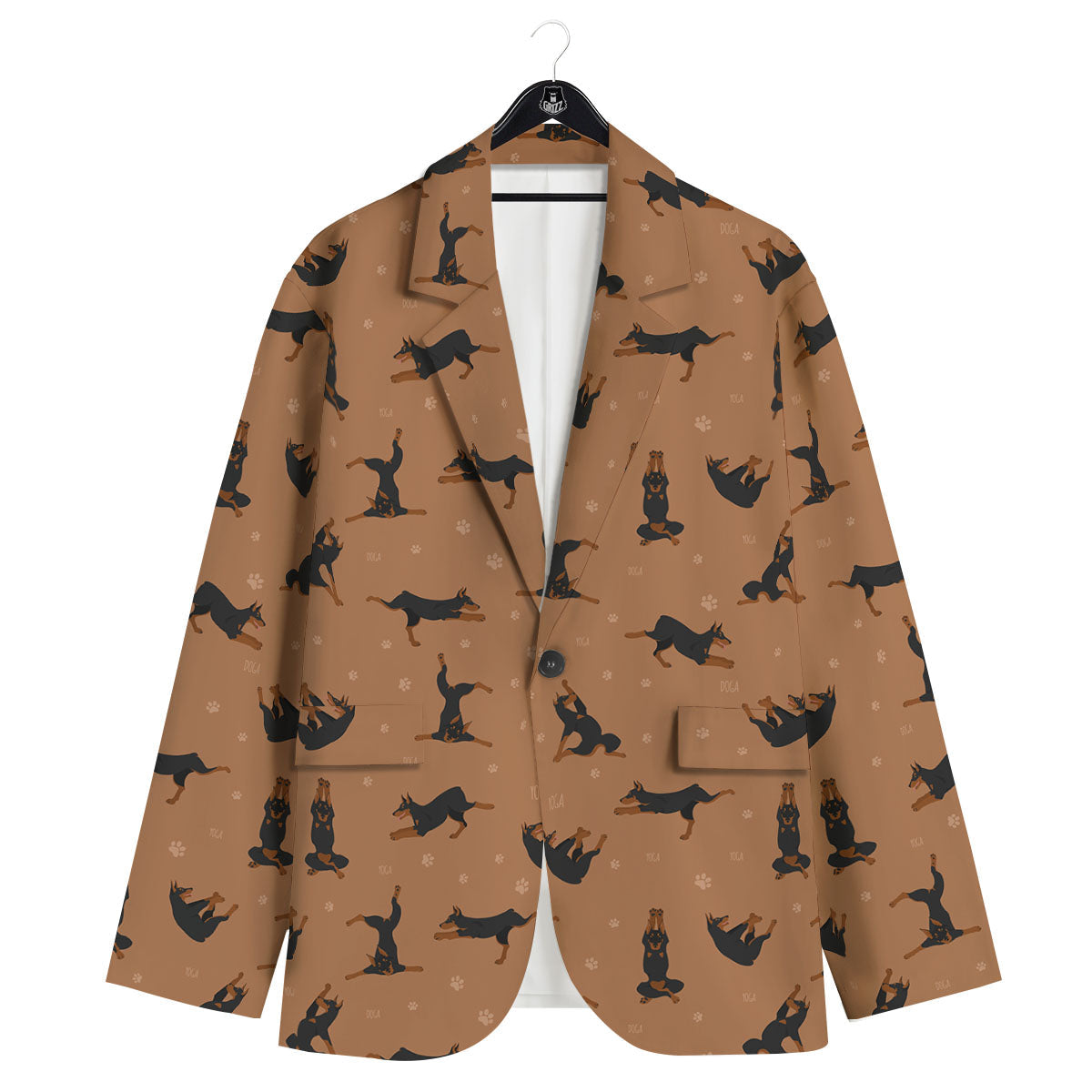 Dobermann Print Pattern Men's Sport Coat-grizzshop