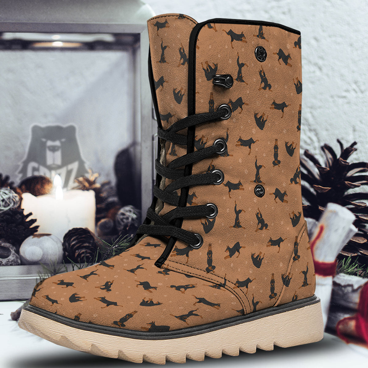 Dobermann Print Pattern Snow Boots-grizzshop