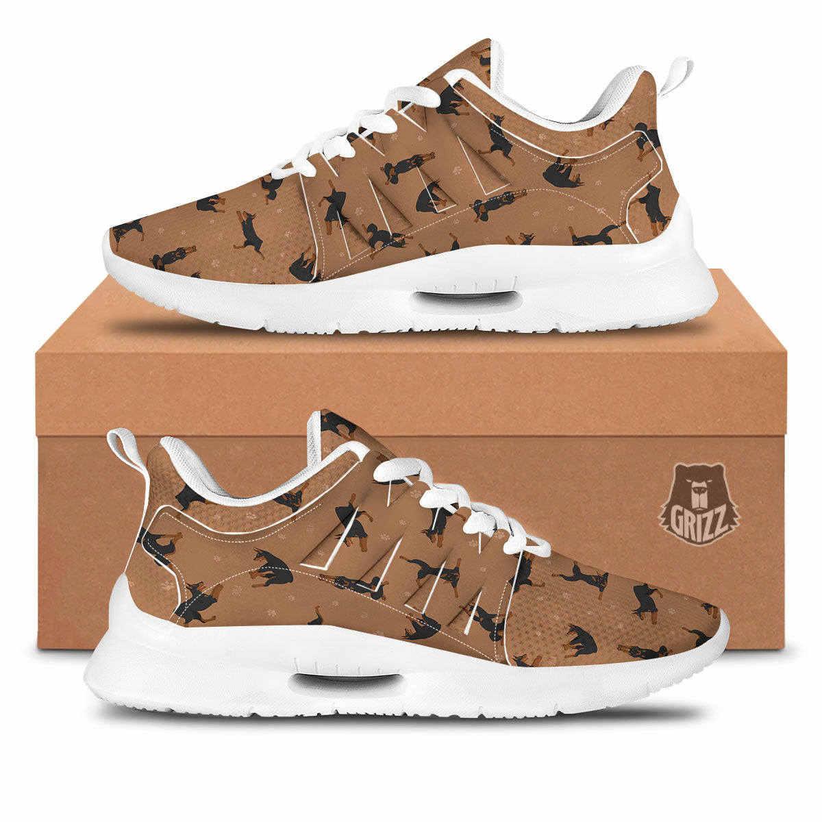 Dobermann Print Pattern Tennis Shoes-grizzshop