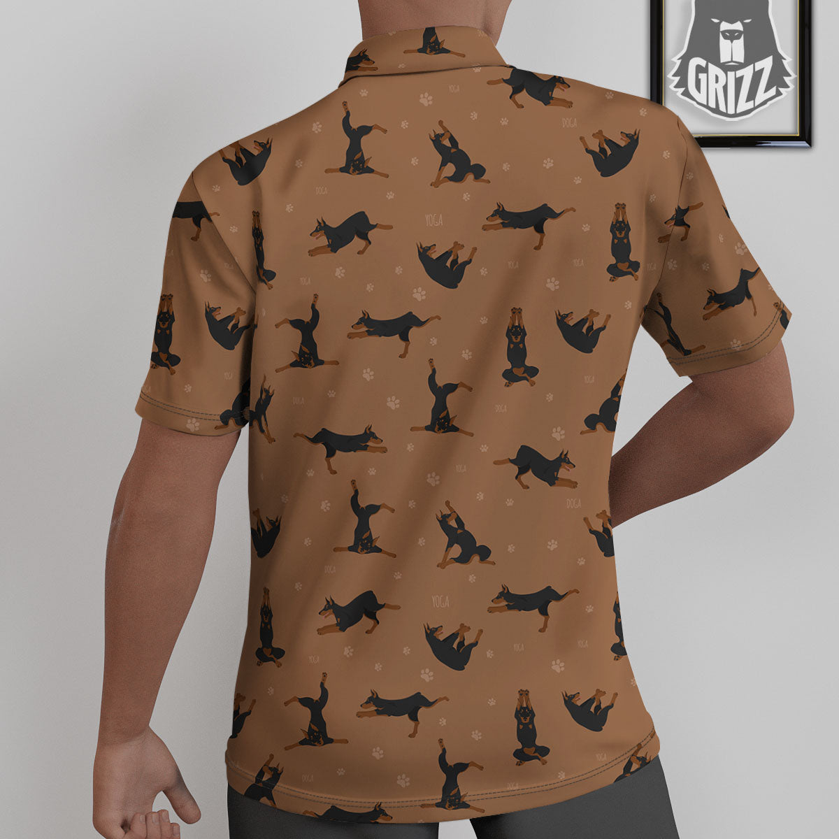 Dobermann Print Pattern Untucked Shirts-grizzshop
