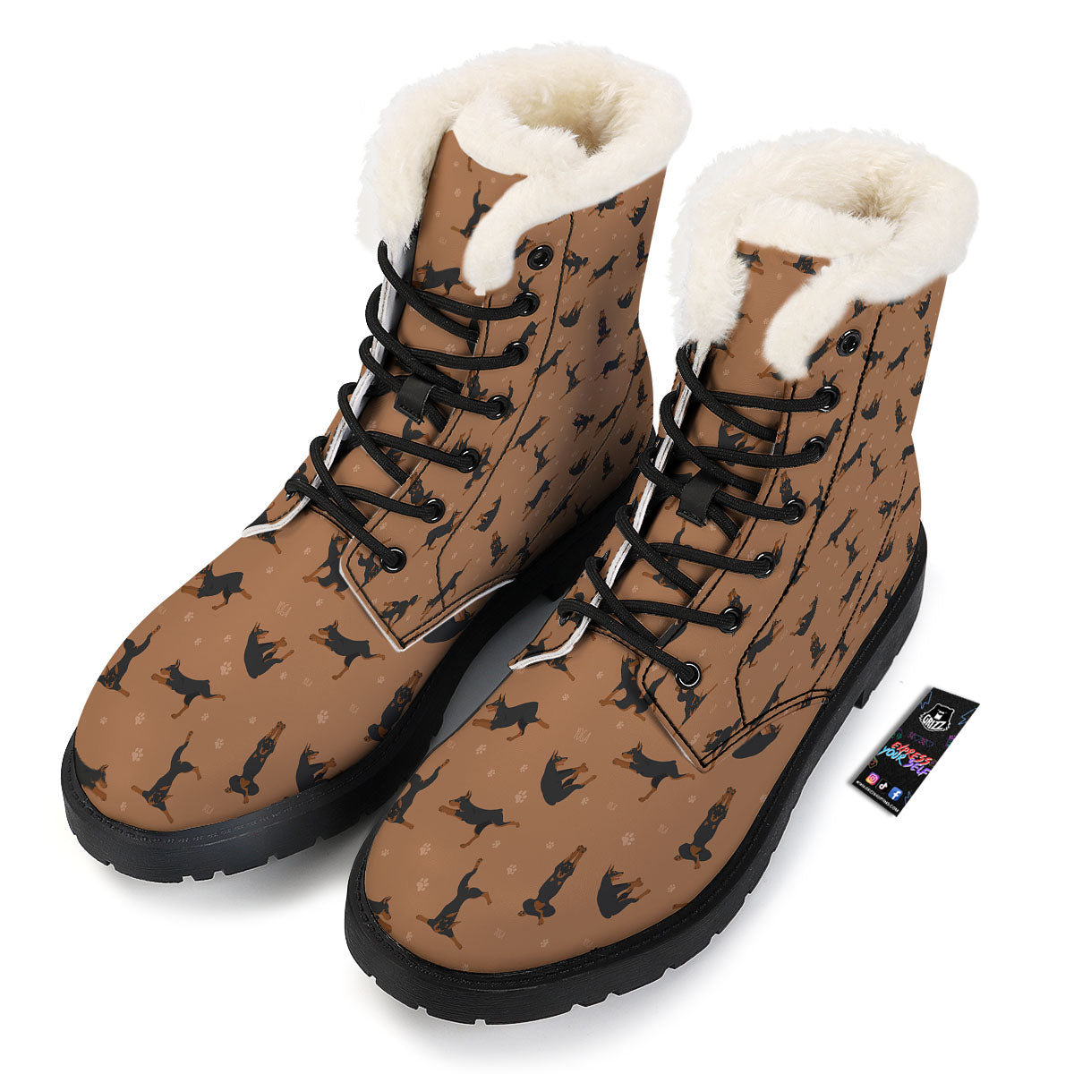 Dobermann Print Pattern Winter Boots-grizzshop