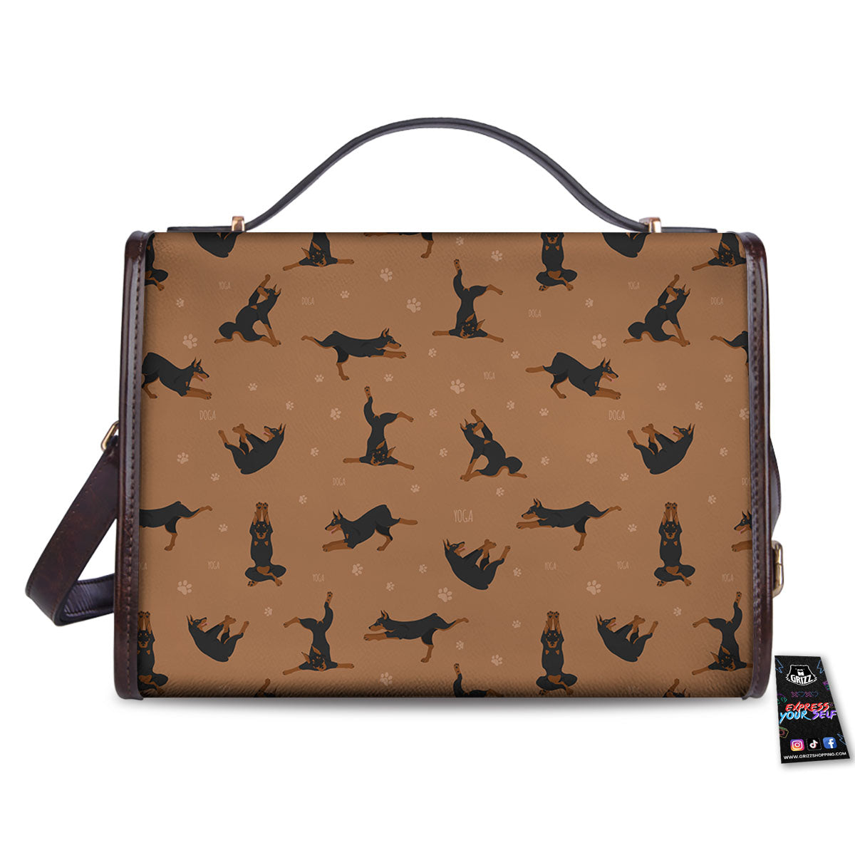 Dobermann Print Pattern Women's Satchel Bag-grizzshop