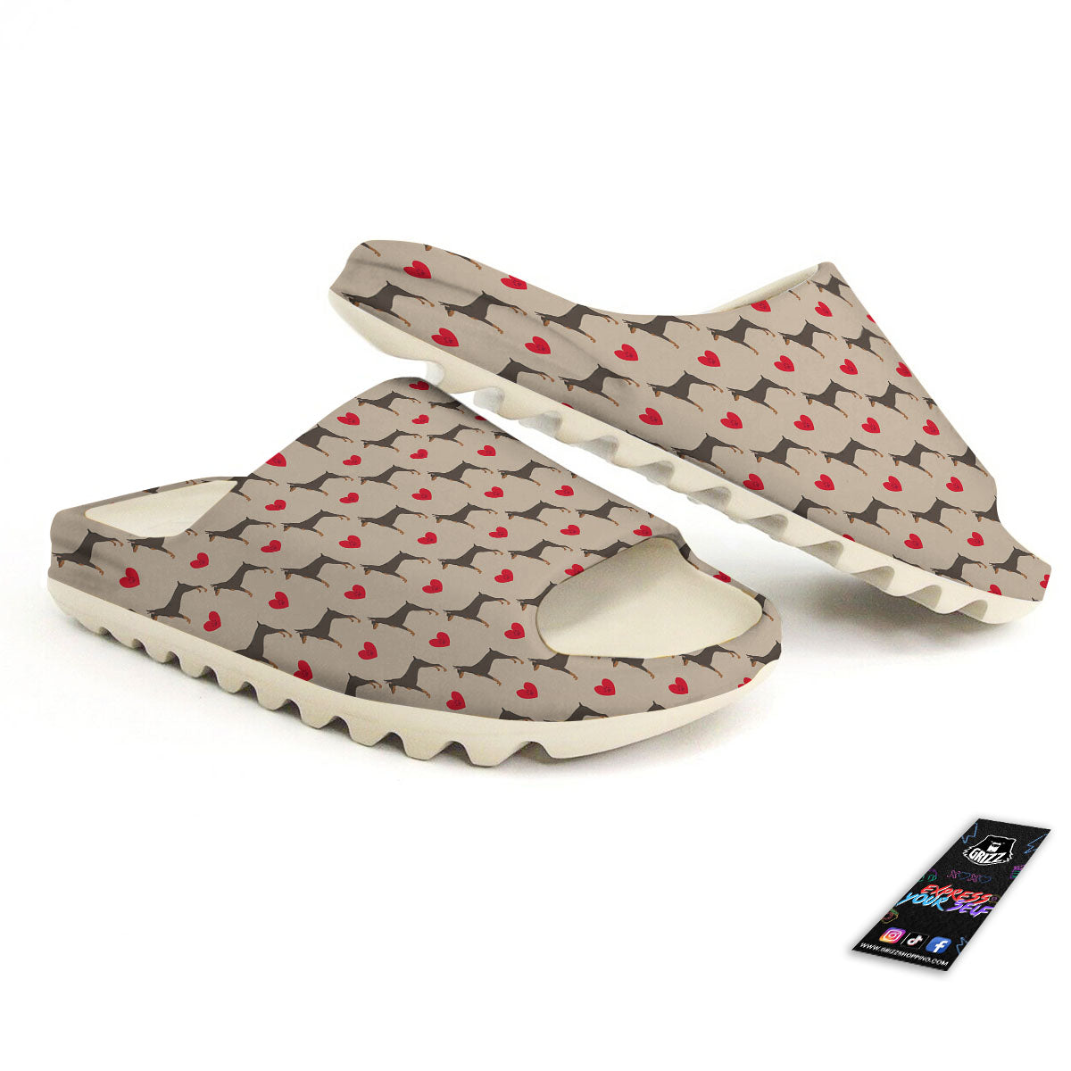 Dobermann Heart Print Pattern Sandals-grizzshop