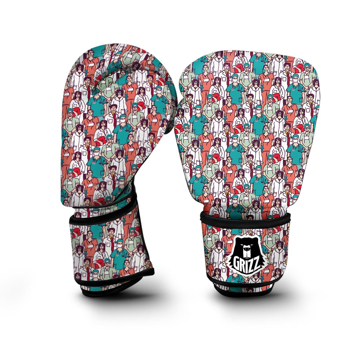 Docter Nurse Pattern Print Boxing Gloves-grizzshop