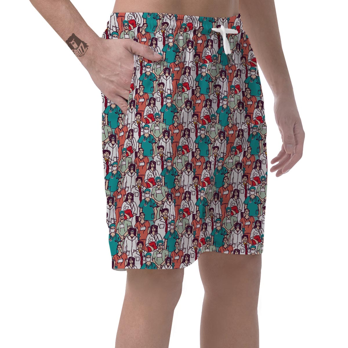 Docter Nurse Pattern Print Men's Shorts-grizzshop