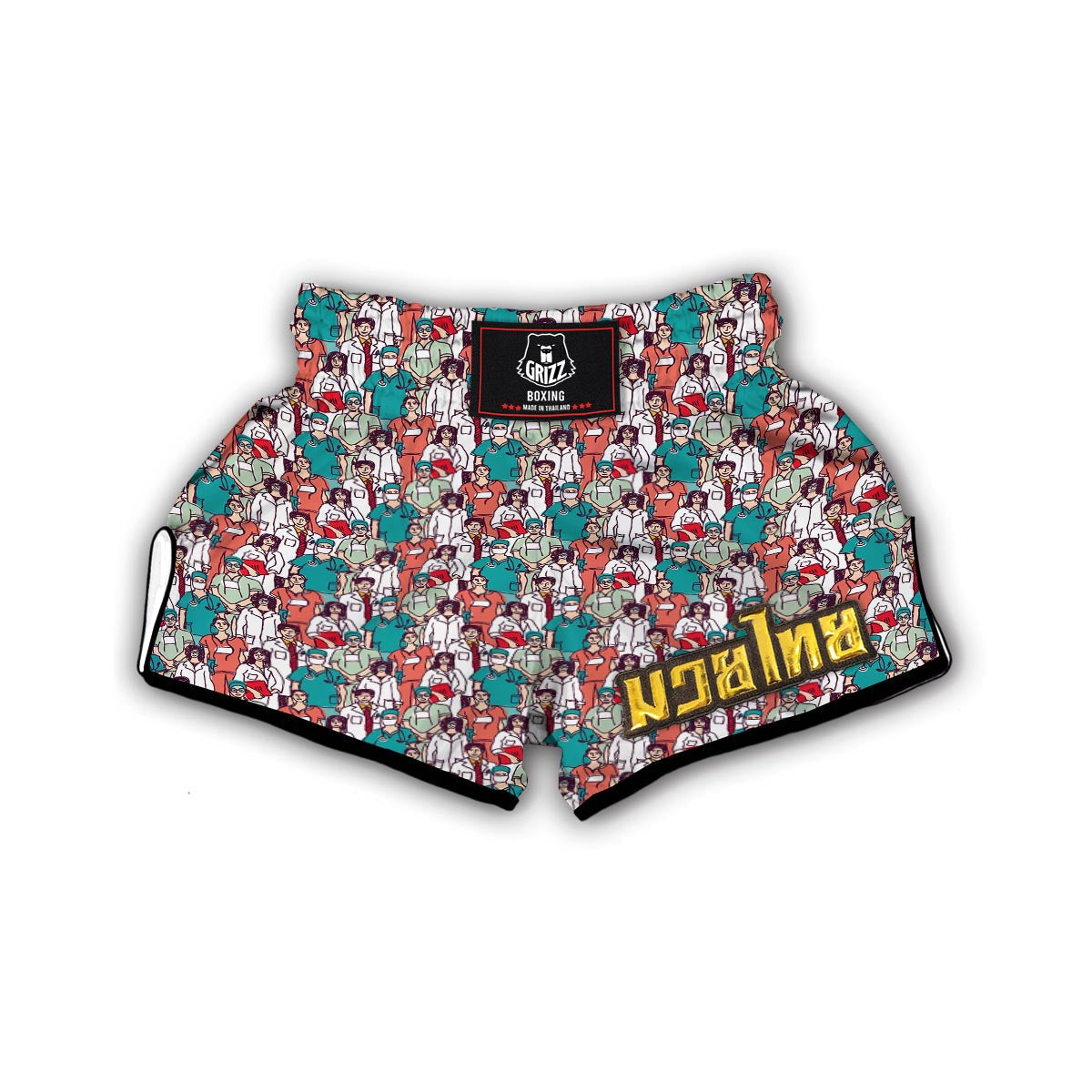 Docter Nurse Pattern Print Muay Thai Boxing Shorts-grizzshop