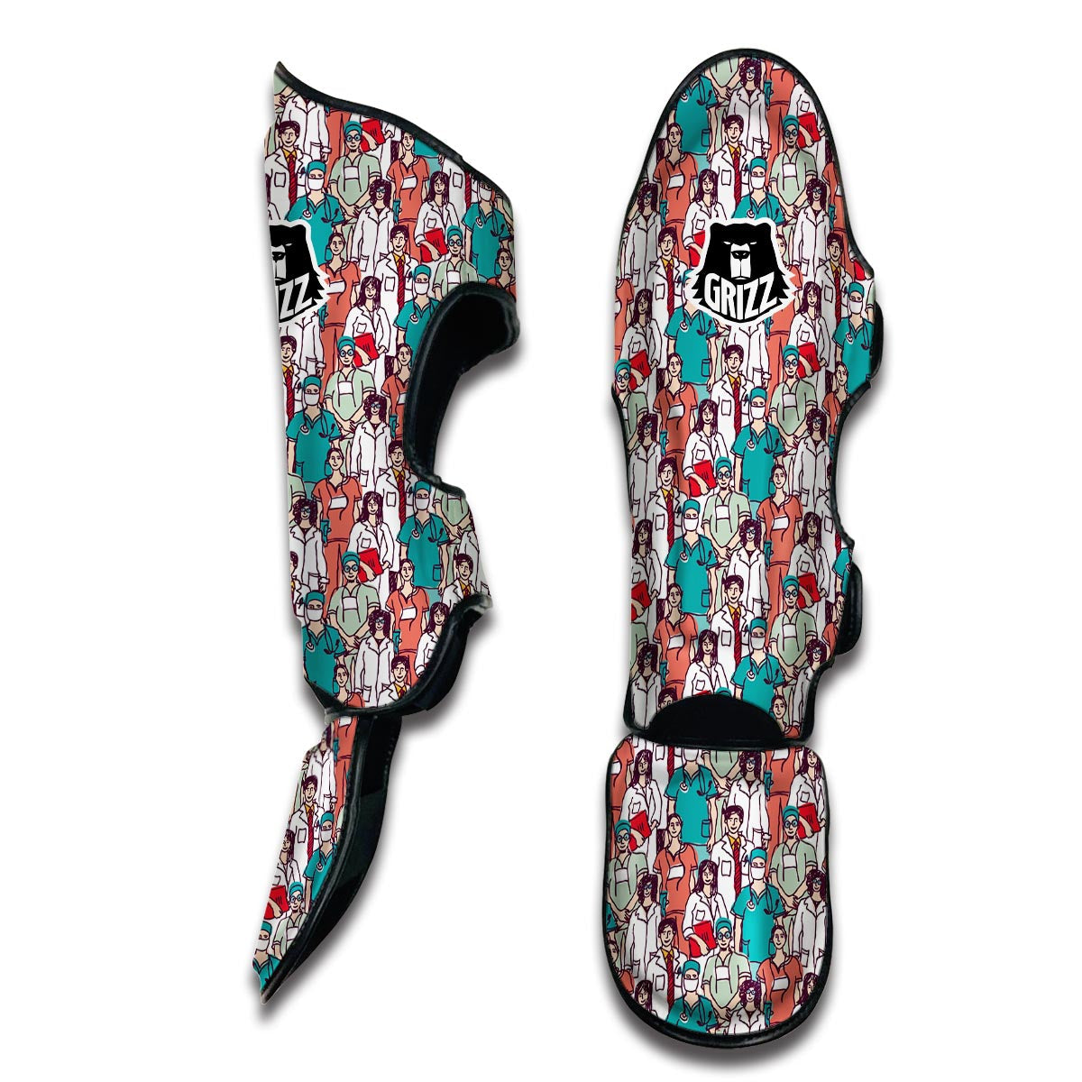 Docter Nurse Pattern Print Muay Thai Shin Guards-grizzshop