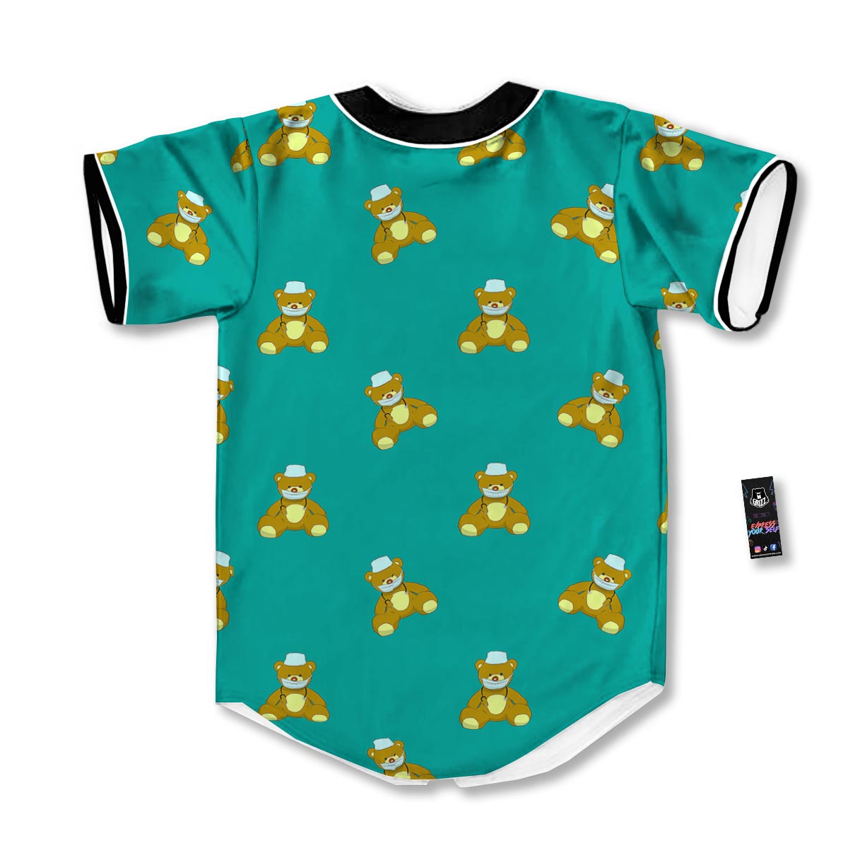 Doctor Teddy Bear Print Pattern Baseball Jersey-grizzshop