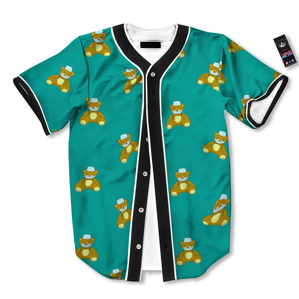 Doctor Teddy Bear Print Pattern Baseball Jersey-grizzshop