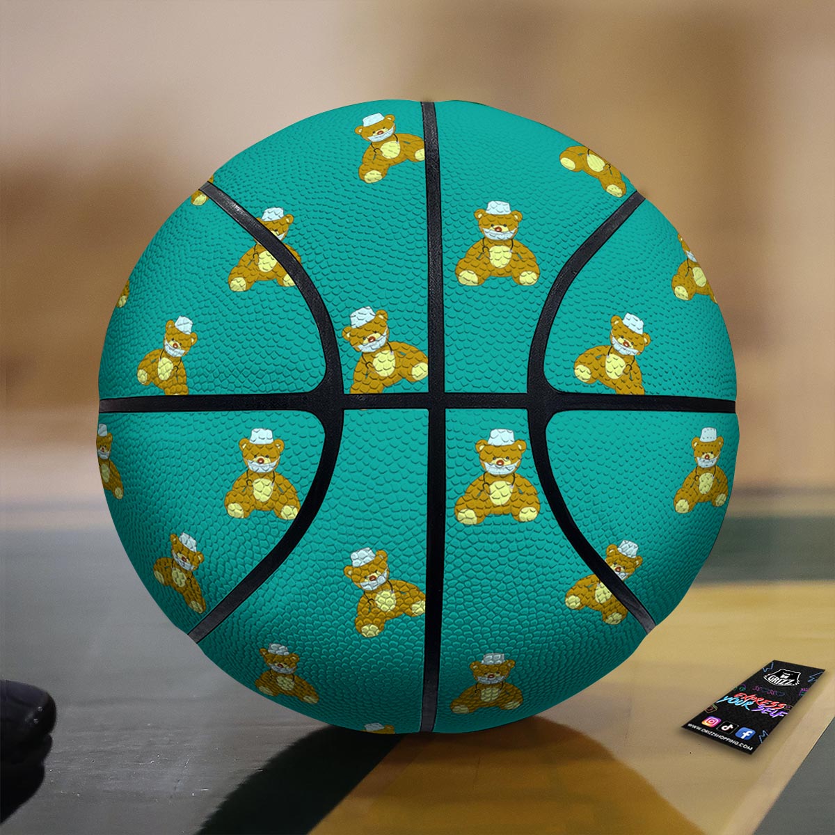Doctor Teddy Bear Print Pattern Basketball