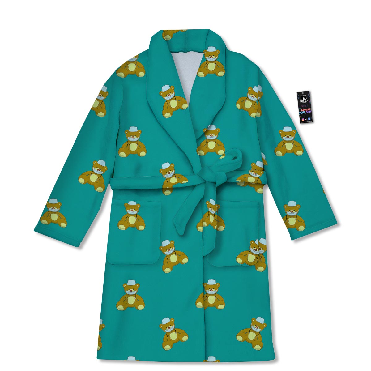 Doctor Teddy Bear Print Pattern Bathrobe-grizzshop