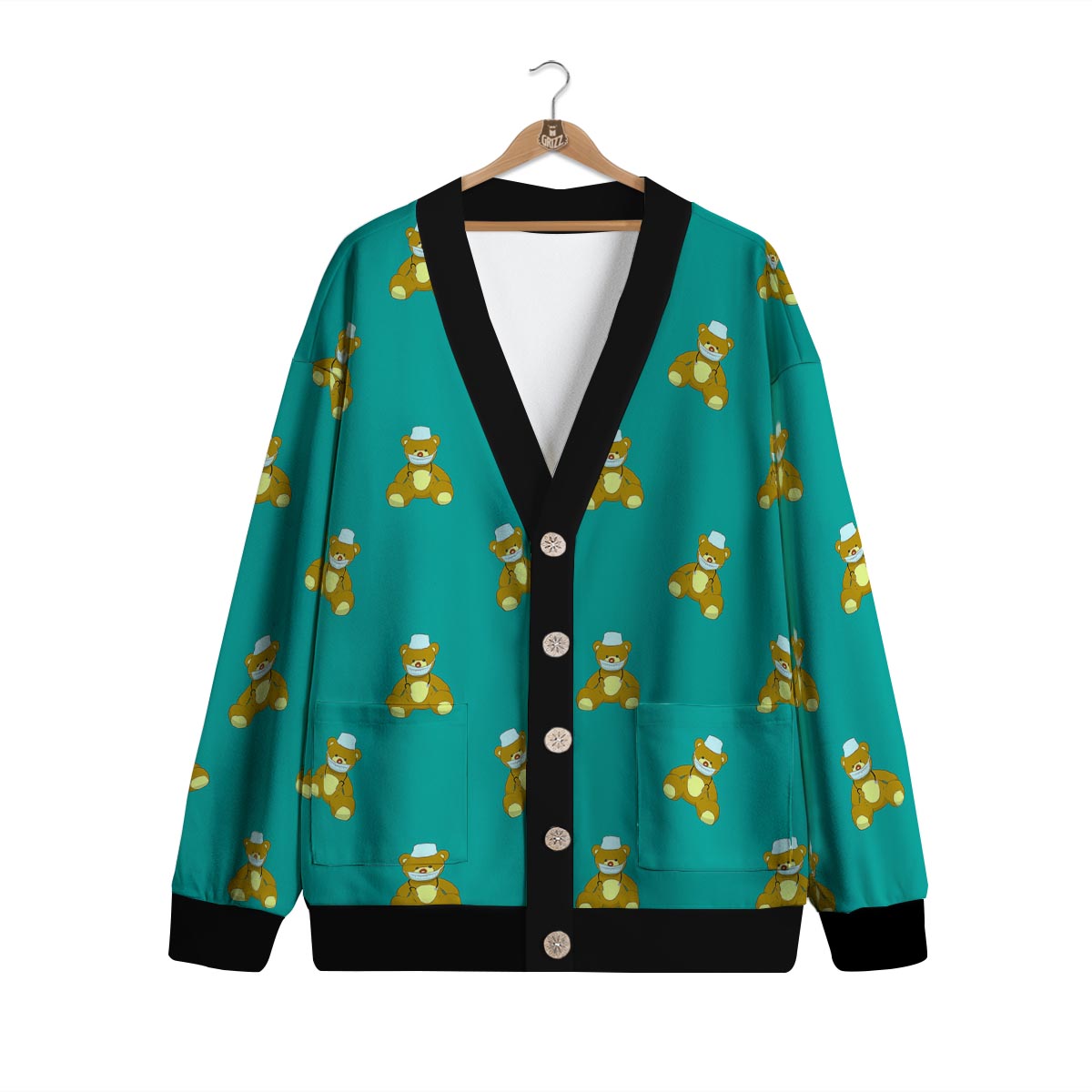 Doctor Teddy Bear Print Pattern Cardigan-grizzshop