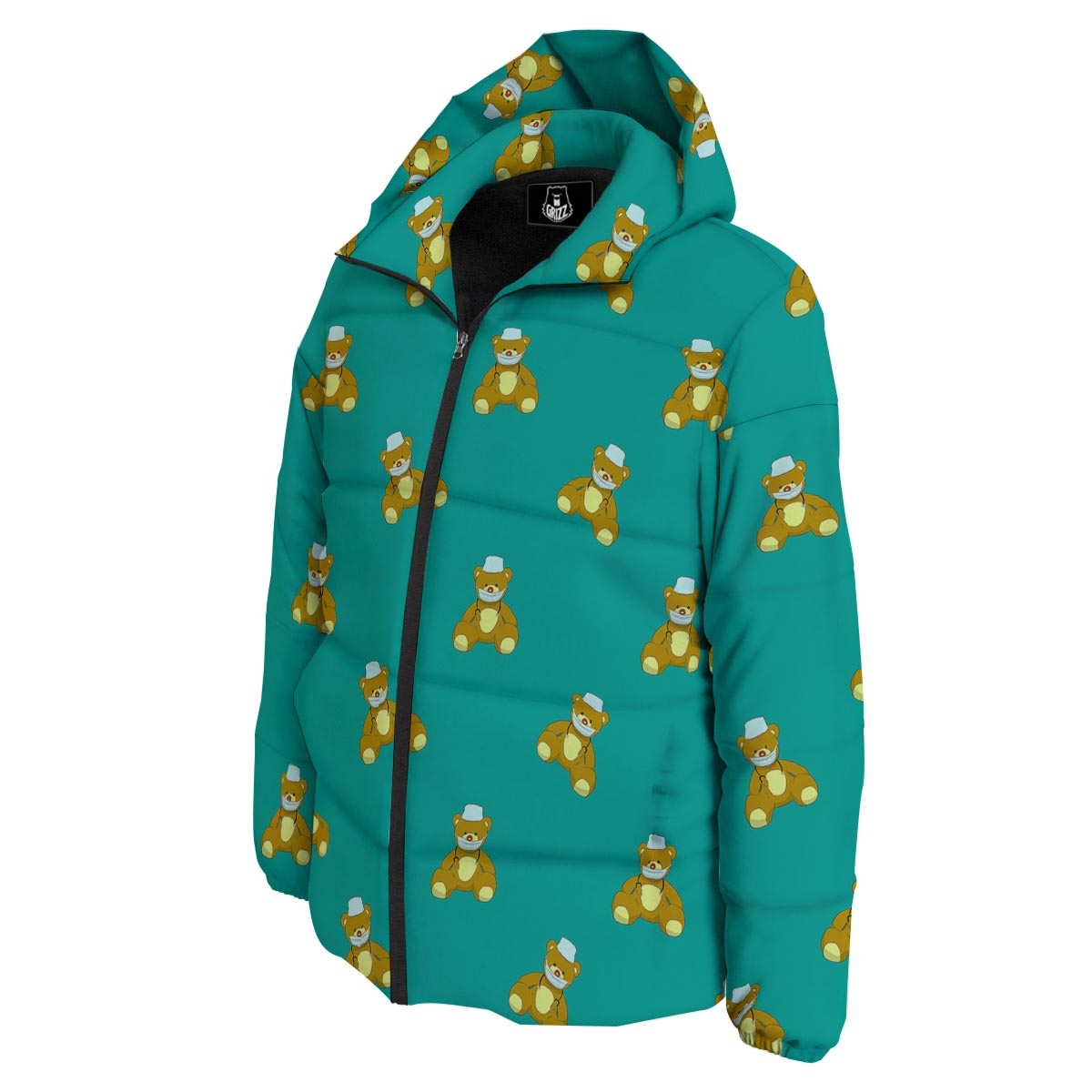 Doctor Teddy Bear Print Pattern Down Jacket-grizzshop