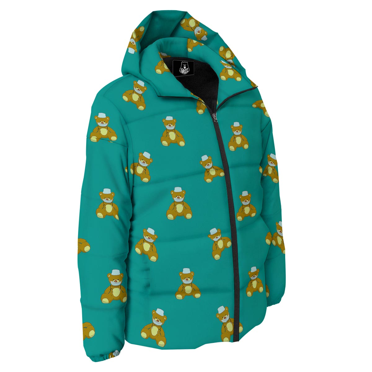 Doctor Teddy Bear Print Pattern Down Jacket-grizzshop