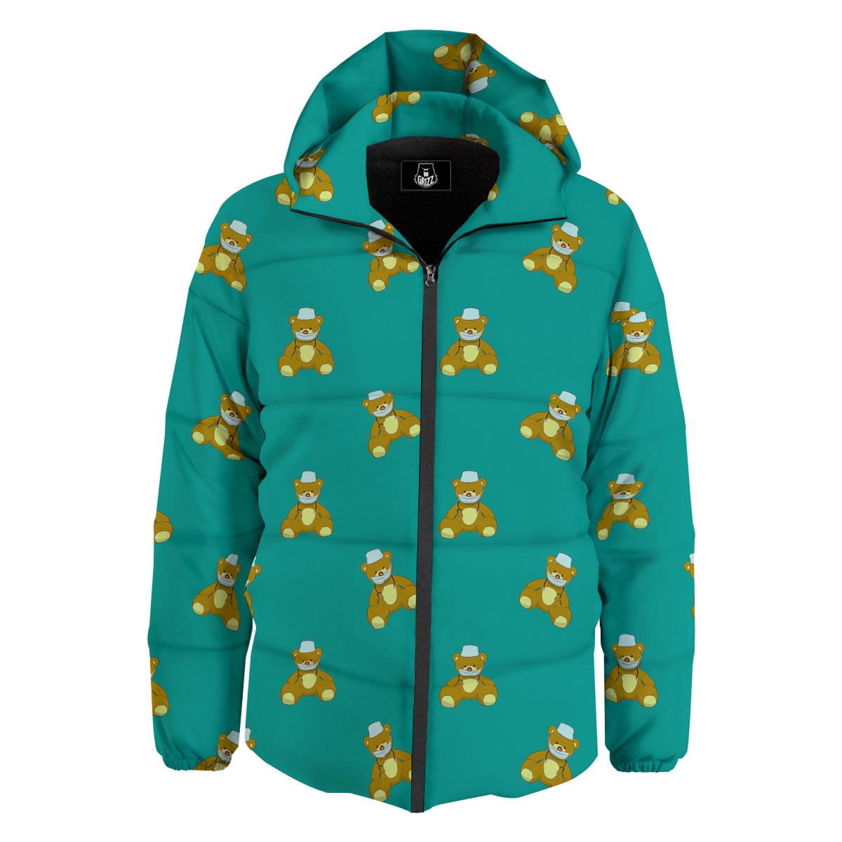 Doctor Teddy Bear Print Pattern Down Jacket-grizzshop