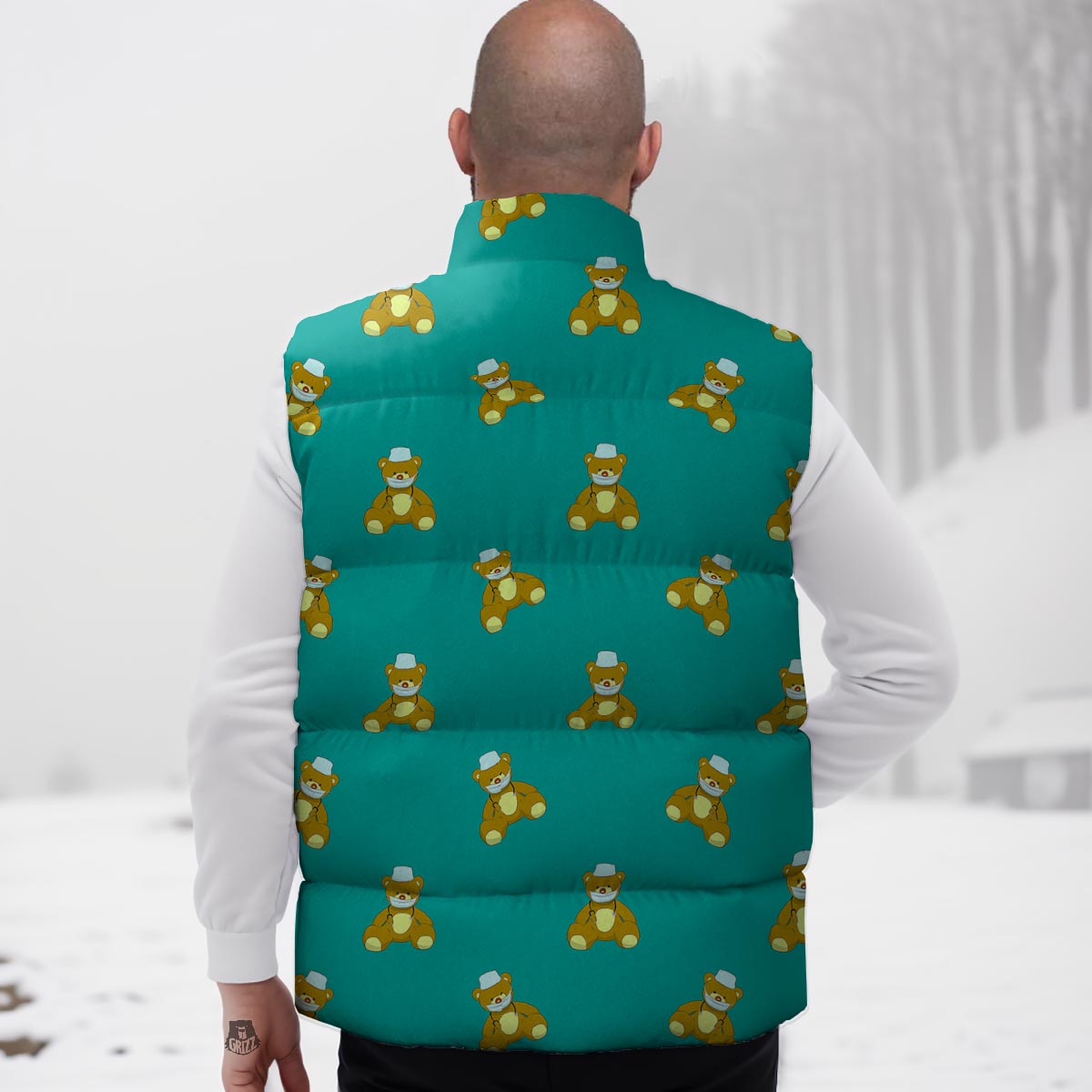 Doctor Teddy Bear Print Pattern Down Vest