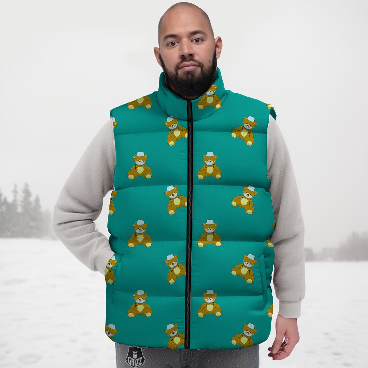 Doctor Teddy Bear Print Pattern Down Vest