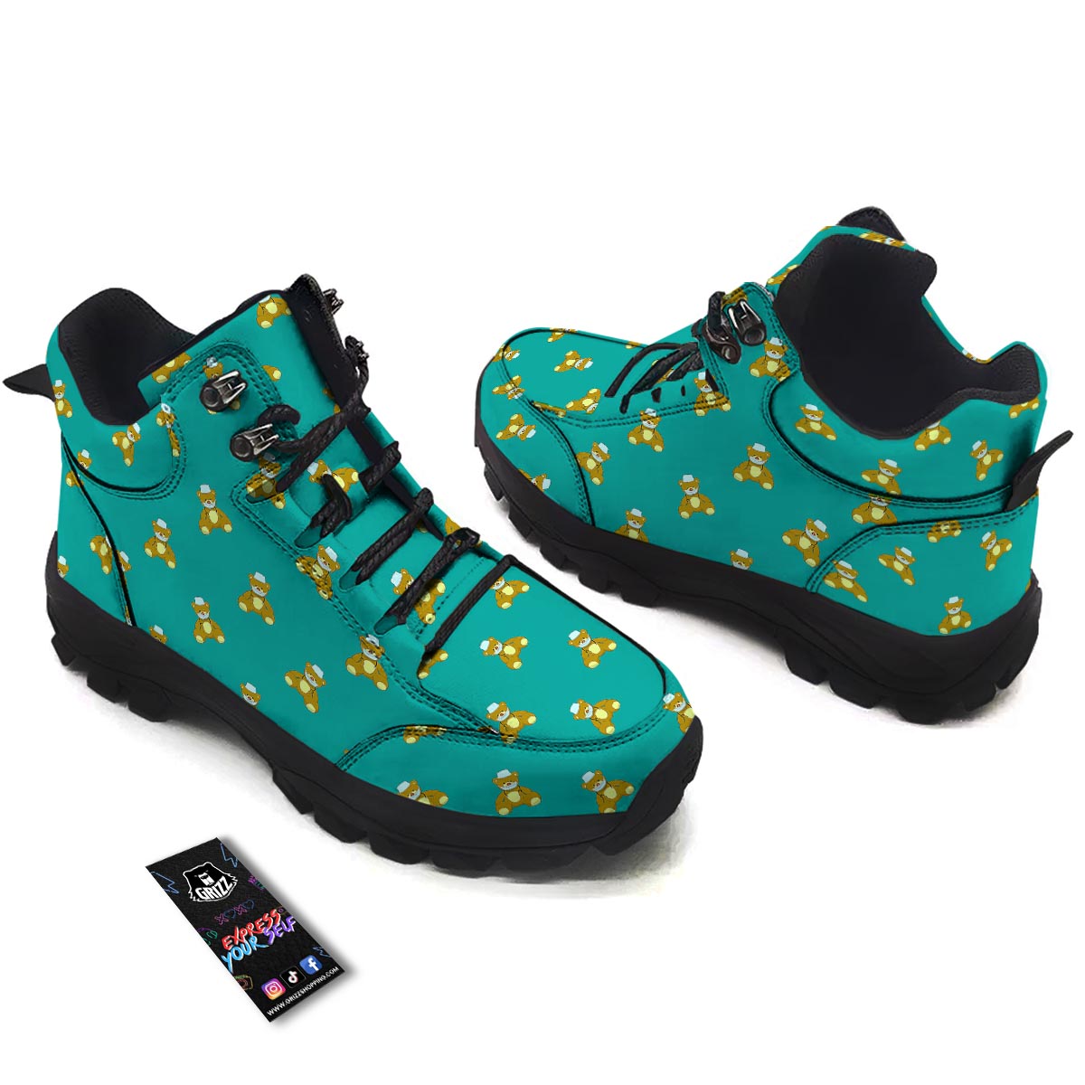 Doctor Teddy Bear Print Pattern Hiking Shoes-grizzshop