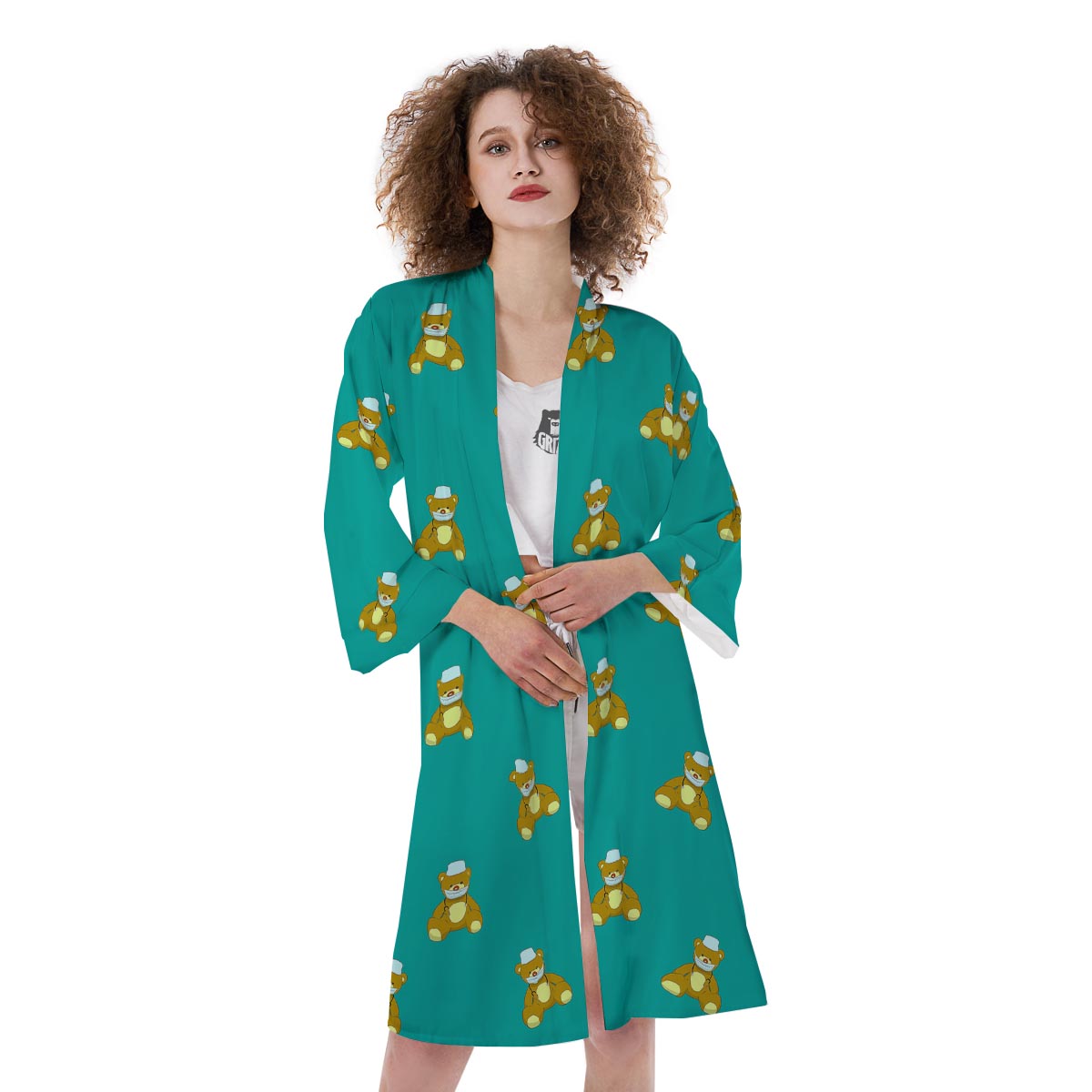 Doctor Teddy Bear Print Pattern Kimono-grizzshop